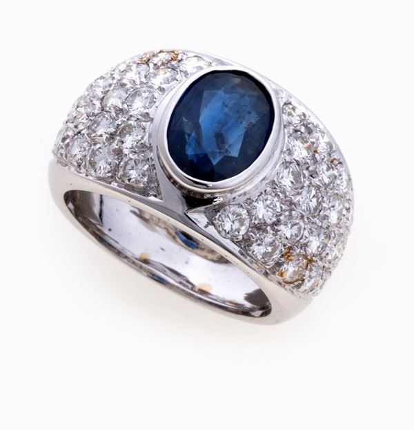 ANELLO CON ZAFFIRO E BRILLANTI
