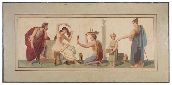 SCENA DI TOLETTA DA AFFRESCO POMPEIANO