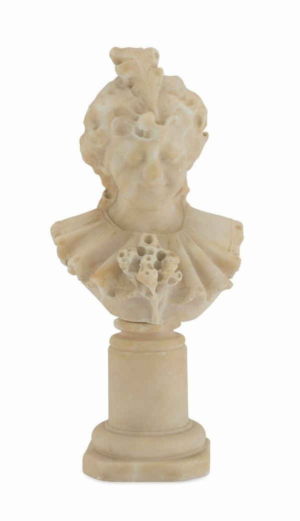 PICCOLO BUSTO DI GIOVINETTA IN ALABASTRO