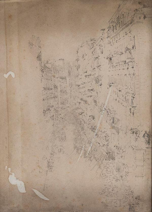 DISEGNO PARIGI DI PITTORE FRANCESE