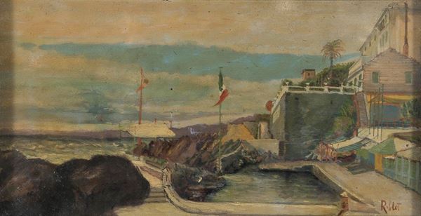 DIPINTO VILLA SUL MARE DI FERNAND RIBLET