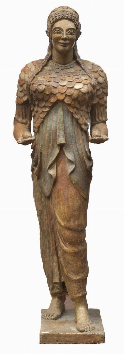 SCULTURA DI FANCIULLA OFFERENTE ETRUSCA INIZIO NOVECENTO