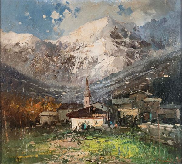 DIPINTO PAESAGGIO ALPINO