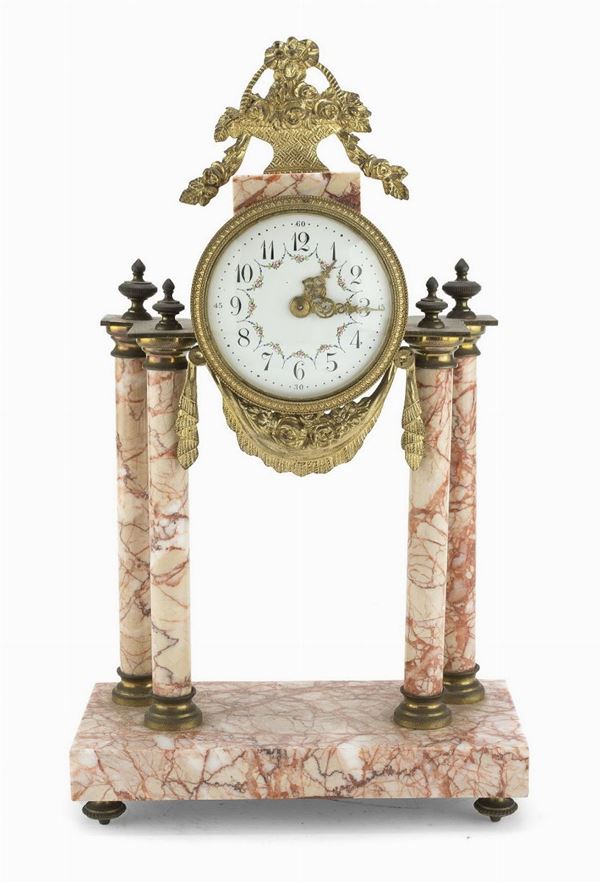 OROLOGIO DA TAVOLO IN MARMO ROSA DI VERONA