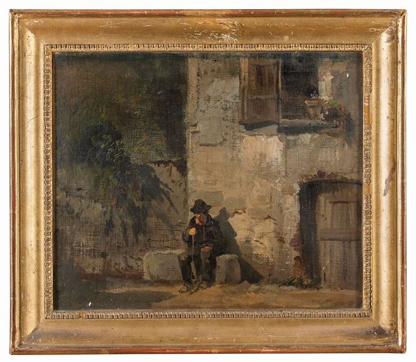 COPPIA DI PAESAGGI CON CONTADINI