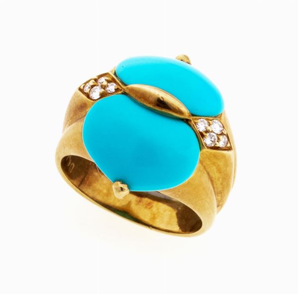 ANELLO CON TURCHESI E BRILLANTI