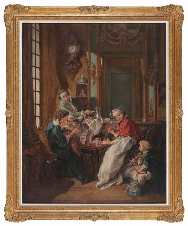 SCENA FAMILIARE DI PITTORE FRANCESE
