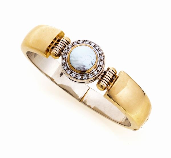 BRACCIALE RIGIDO CON PERLA MABÈ AUSTRALIA E BRILLANTI
