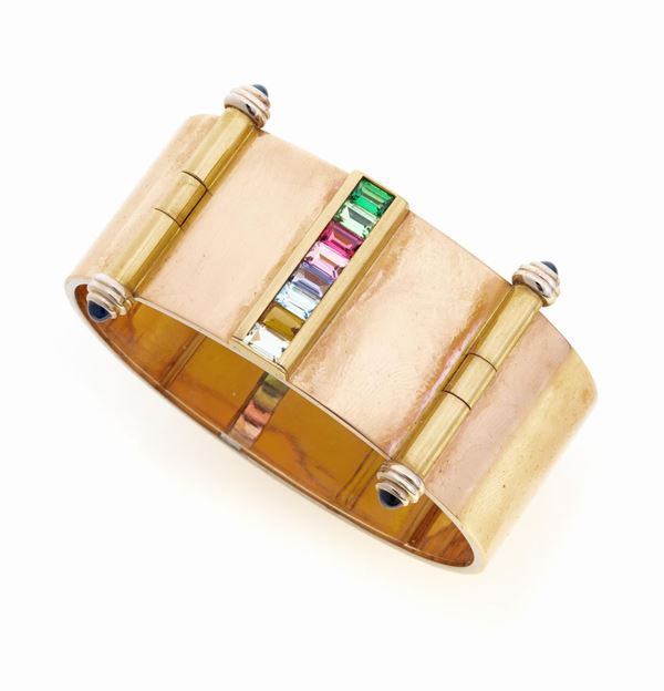 BRACCIALE RIGIDO CON TORMALINE E ZAFFIRI
