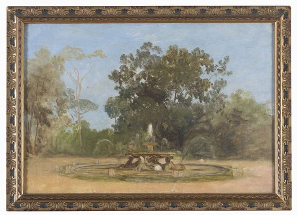 DIPINTO LA FONTANA DEI CAVALLI MARINI DI VILLA BORGHESE