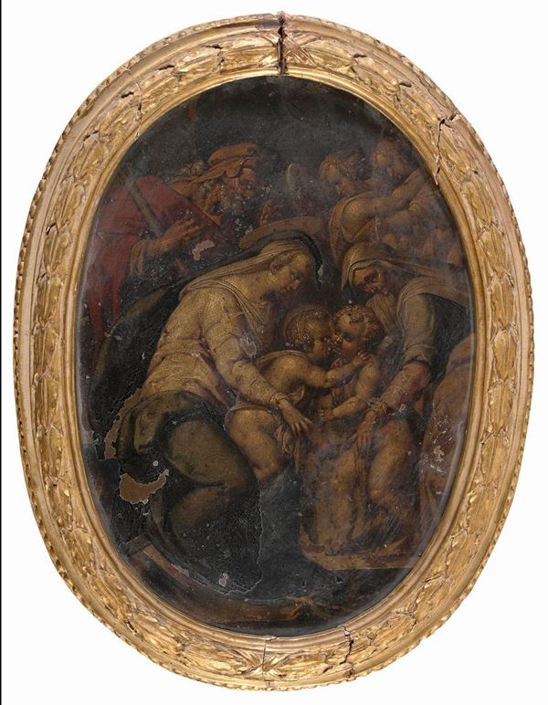 SACRA FAMIGLIA CON SAN GIOVANNINO, SANTA ELISABETTA E ANGELI - BARTOLOMEO PASSEROTTI, att. a