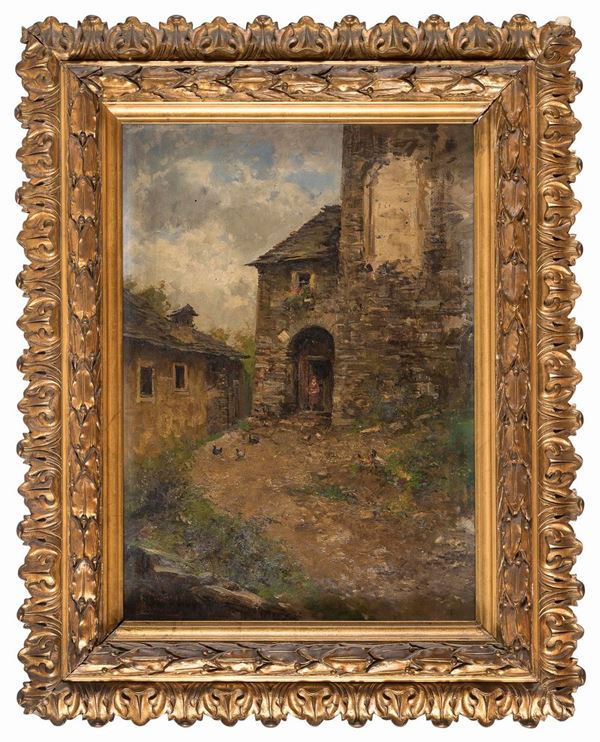 DIPINTO PAESE DI MONTAGNA F.TO POMPEO MARIANI