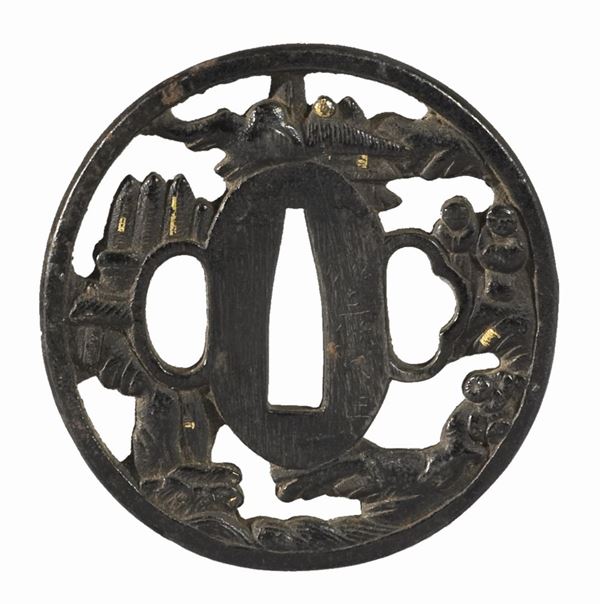GUARDAMANO DI SPADA SAMURAI, GIAPPONE XIX SECOLO