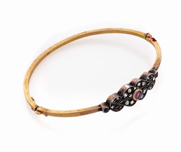 BRACCIALE RIGIDO CON RUBINI E BRILLANTI