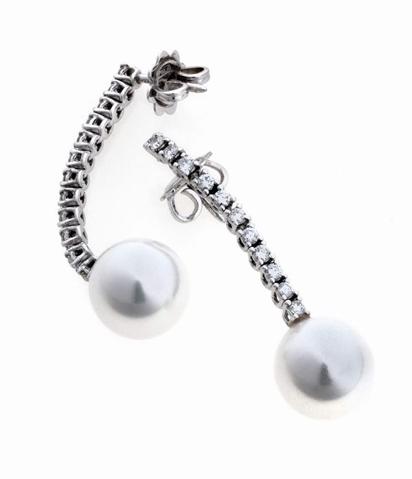 COPPIA DI ORECCHINI CON PERLE E BRILLANTI