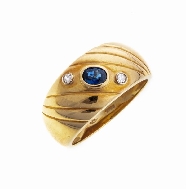 ANELLO CON BRILLANTI E ZAFFIRO