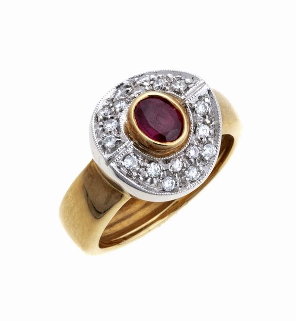 ANELLO CON BRILLANTI E RUBINO