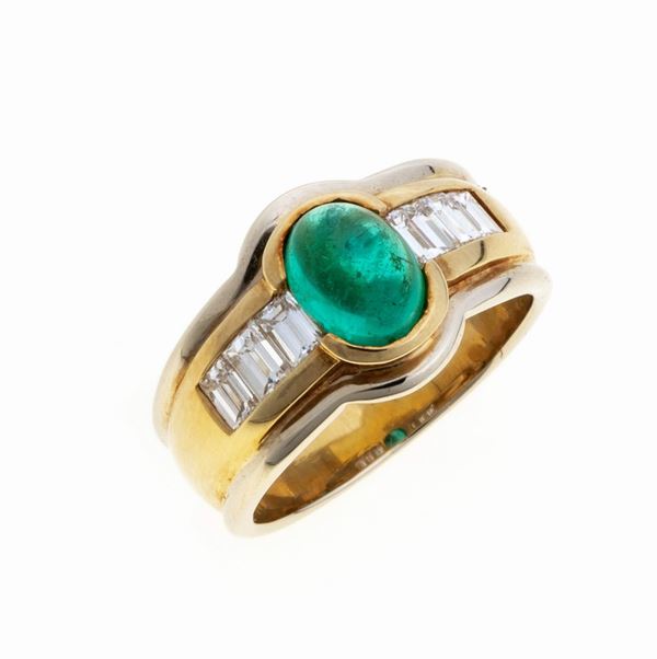 ANELLO CON SMERALDO E  BRILLANTI