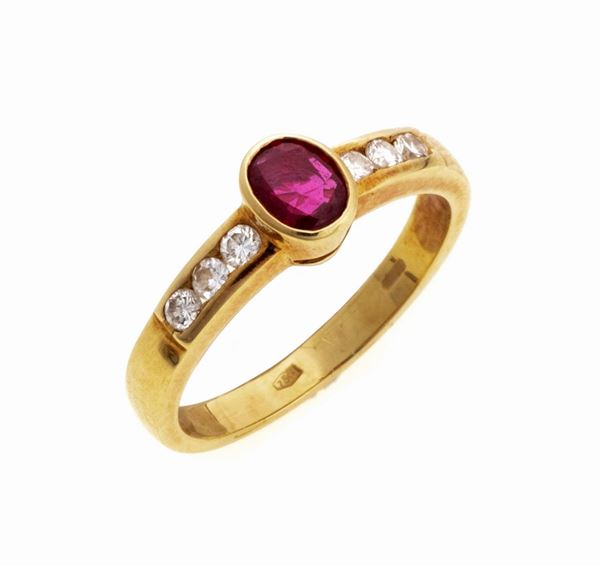 ANELLO CON BRILLANTI E RUBINO