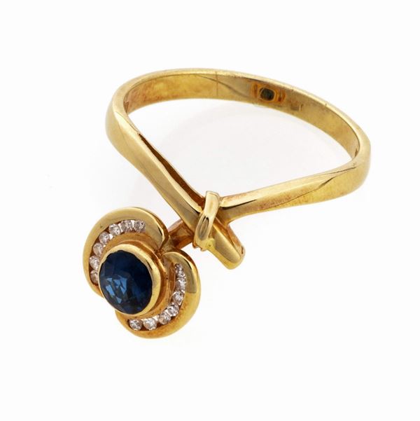 ANELLO CON BRILLANTI E ZAFFIRO