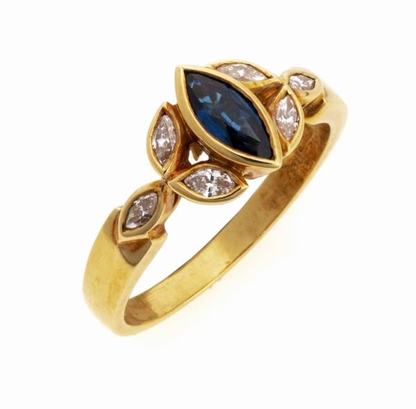 ANELLO CON BRILLANTI E ZAFFIRO