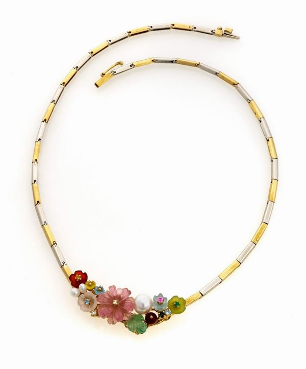 GRAZIOSO GIROCOLLO CON PERLE E PIETRE DURE