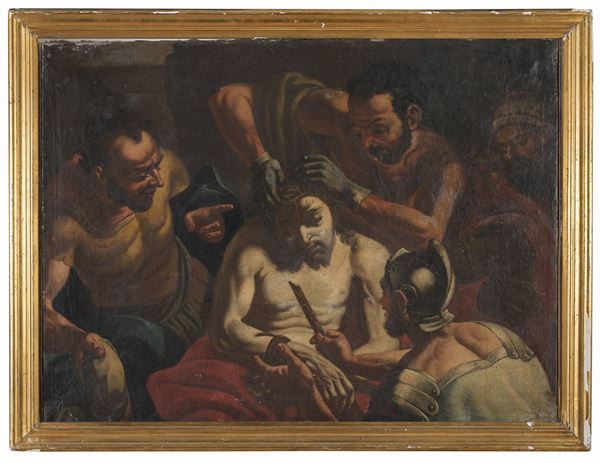 DIPINTO CRISTO CORONATO DI SPINE AMBITO DI FRANCESCO SOLIMENA