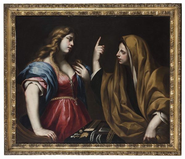 DIPINTO MARTA E MARIA DI SEGUACE DI ANDREA VACCARO