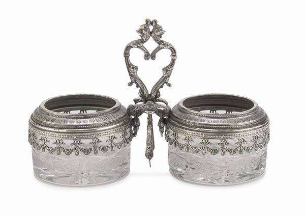ANTIPASTIERA IN CRISTALLO E SILVERPLATED