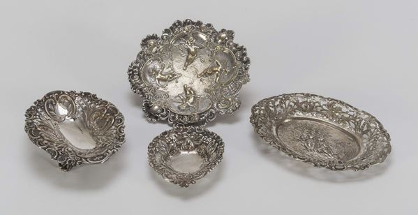 QUATTRO VASCHETTE IN ARGENTO E SILVERPLATE