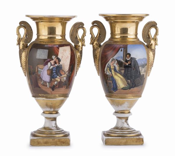 COPPIA DI VASI IN PORCELLANA IMPERO