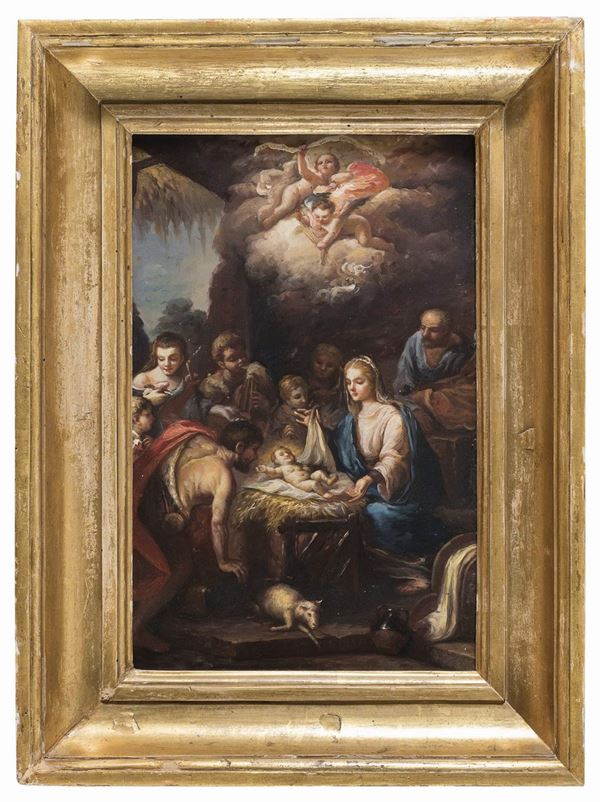 DIPINTO ADORAZIONE DEI PASTORI DALL&#39;ANTICO