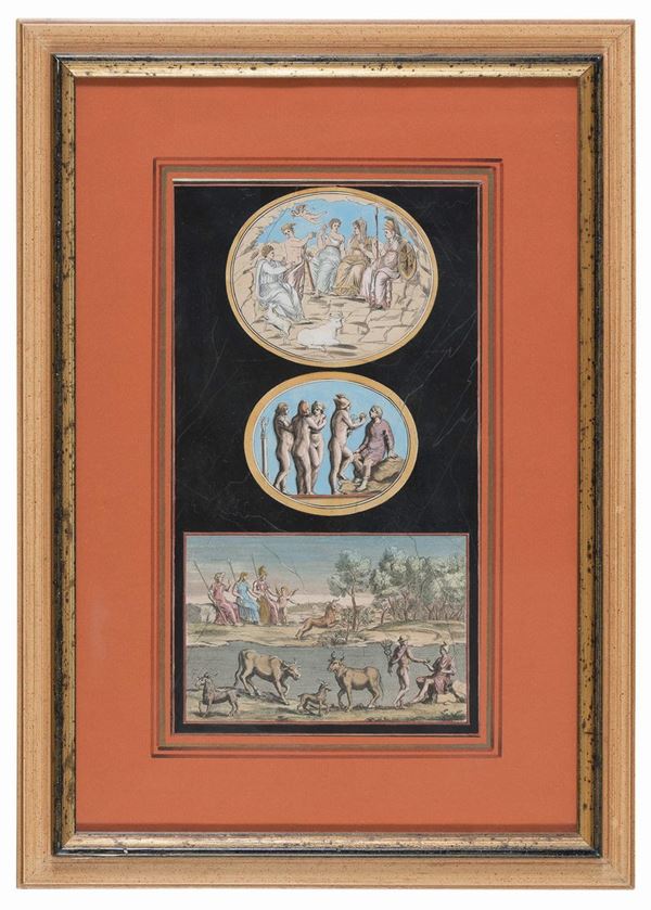 COPPIA STAMPE COLORATE NEOCLASSICHE