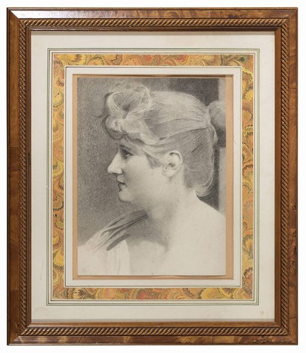 DISEGNO PROFILO DI DONNA SIGLATO A.G.