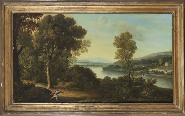 DIPINTO PAESAGGIO CON ARCIERE