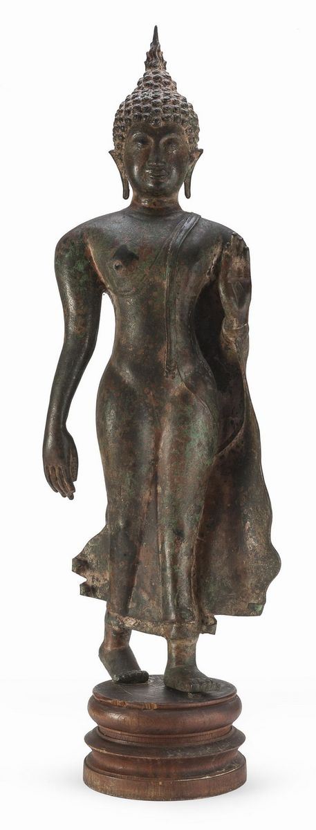 SCULTURA DI BUDDHA IN BRONZO, TAILANDIA