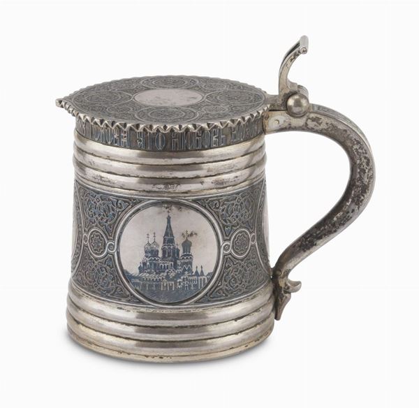 PICCOLO TANKARD NIELLATO, PUNZONE MOSCA 1879