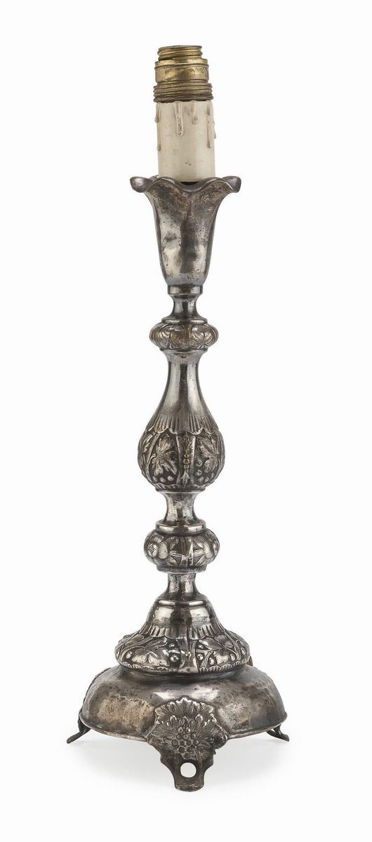 CANDELIERE IN SILVERPLATE, POLONIA 1896/1915