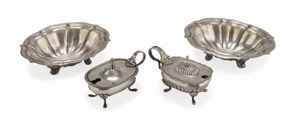 DUE VASCHETTE E DUE MOSTARDIERE IN ARGENTO, MILANO 1944/1968