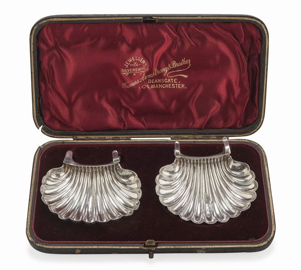 COPPIA DI SALIERINE IN ARGENTO, BIRMINGHAM 1894/1930