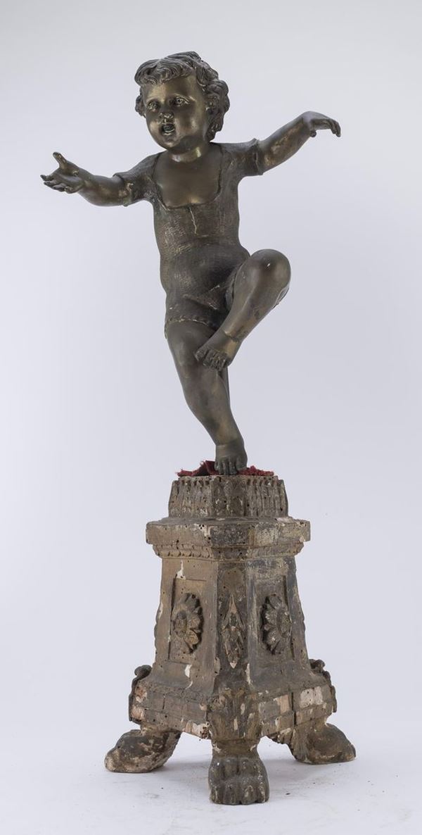SCULTURA DI PUTTO IN METALLO