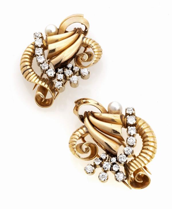 DUE SPILLE CON DBRILLANTI E PERLE