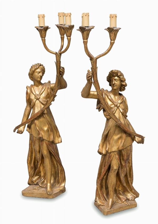 COPPIA DI SCULTURE ITALIA SETTENTRIONALE XVIII SECOLO
