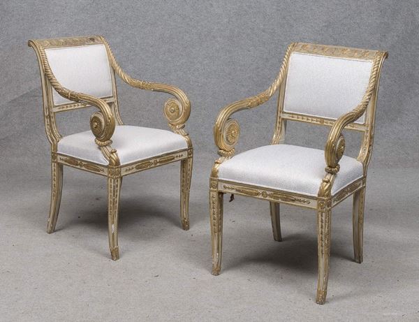 COPPIA DI POLTRONCINE, PIEMONTE O FRANCIA DIRETTORIO