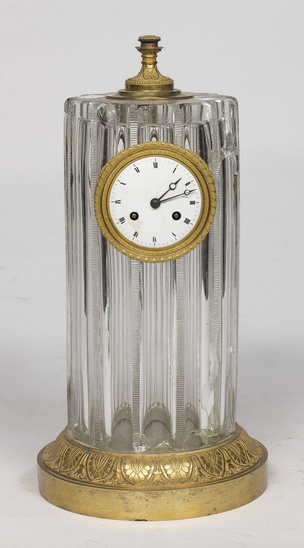 OROLOGIO IN CRISTALLO E BRONZO
