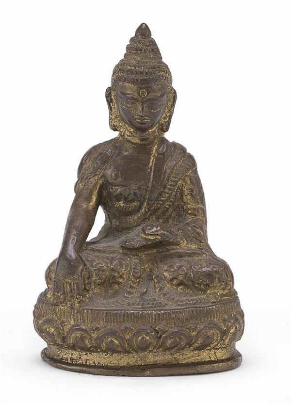 BUDDHA MIGNON IN BRONZO DORATO, BIRMANIA