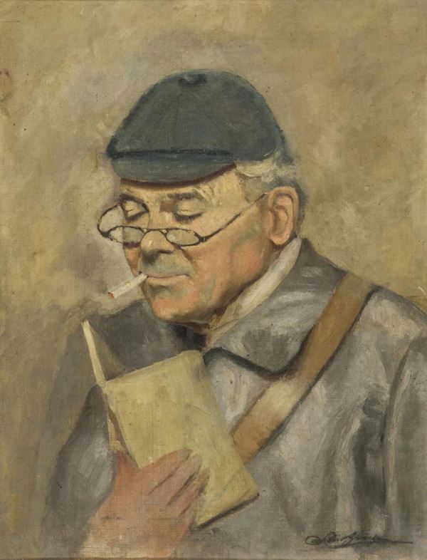 DIPINTO UOMO IN LETTURA