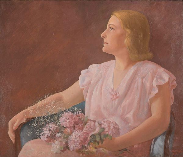 DONNA CON FIORI DI ALESSANDRO DAL PRATO