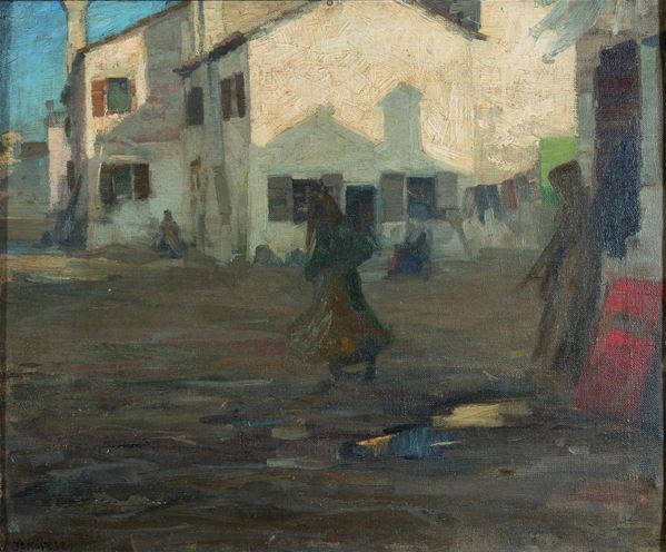 DIPINTO PIAZZA DI PAESE