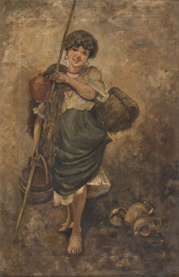 DIPINTO GIOVANE CONTADINA F.TO E. LUPI